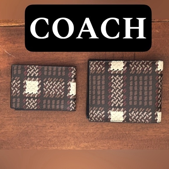 NEW COACH 3 In 1 Wallet With Plaid Print - Picture 1 of 7